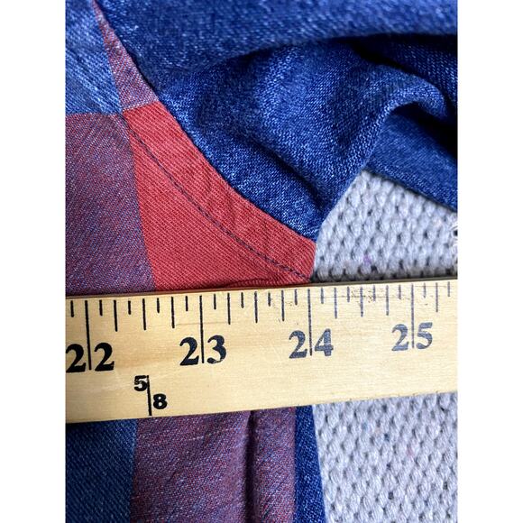 Tommy Hilfiger Vintage Denim Shirt Mens M Blue/Red Checkerboard Crest Preppy Big - Picture 8 of 12